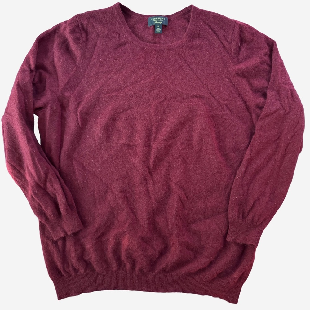 Charter Club Women’s Deep Red 100% Cashmere Crewneck Sweater – Size 3X / Plus